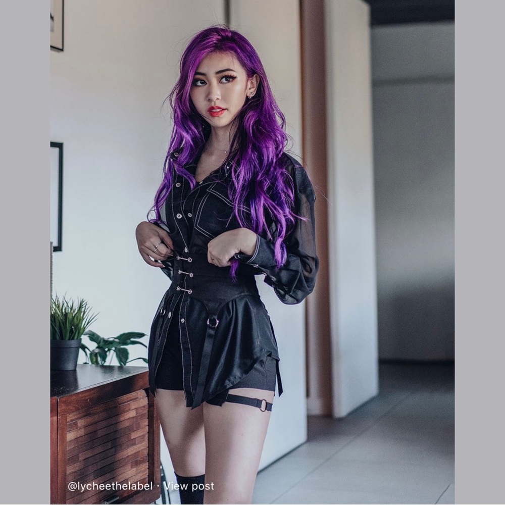 lychee the label chia oversized chifffon shirt